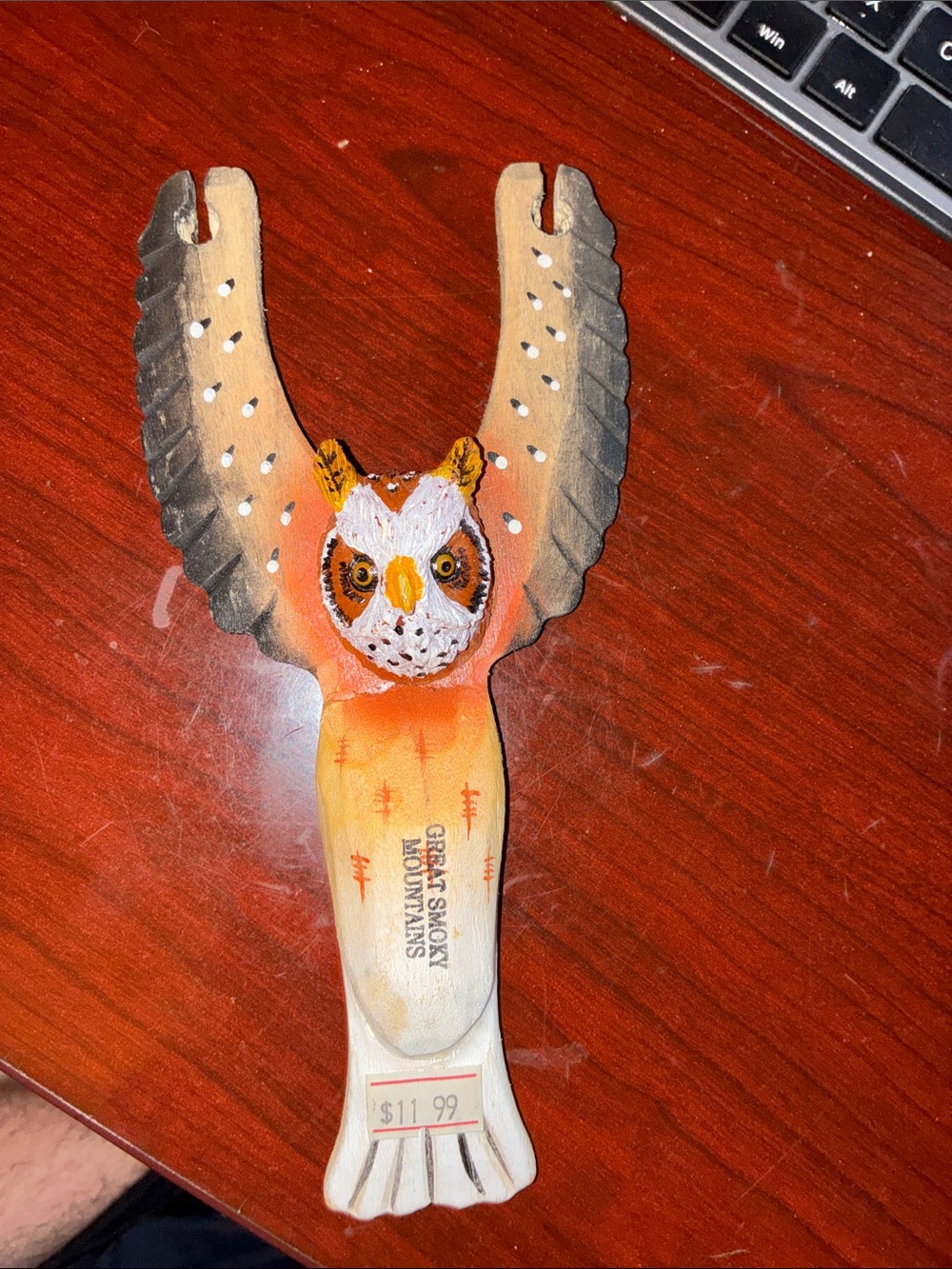 Hand-Painted Owl Bird Sling-Shot- Orange and Brown